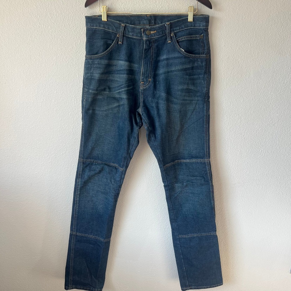 Draggin Jeans Mens Blue Denim Motorcycle Riding Pants Reinforced USA Made 35x34